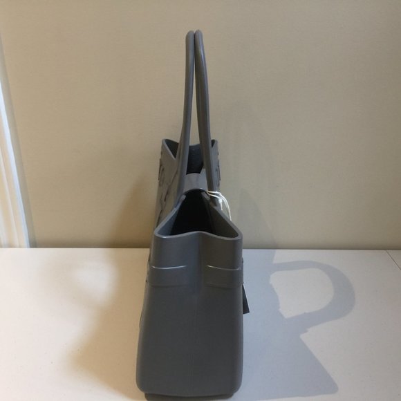 Great Bag Co Designer Robert Verdi Rubber Tote Hand Bag Purse Steel Grey - Picture 4 of 13